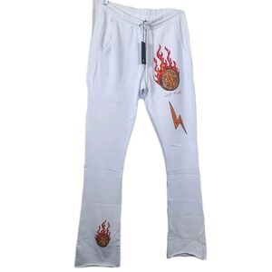 Left Point Rhinestone Sweatpants $ Skull Butterfly White Size Medium